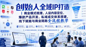 创始人全域IP打造｜商业模式梳理、人设内容定位、爆款产品开发、私域成交体系搭建、线下赋能与商业陪跑全流程教学-聊项目
