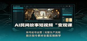 AI民间故事短视频变现课：账号起号运营，完整生产流程，提示指令素材全套实操教学-聊项目