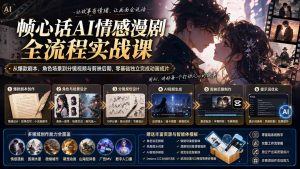 帧心话AI情感漫剧全流程实战课：从爆款剧本、角色场景到分镜视频与剪映后期，零基础独立完成动画成片-聊项目