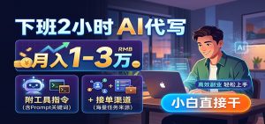 下班2小时AI代写，月入1-3万，附工具指令+接单渠道，小白直接干-聊项目