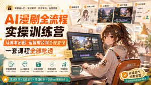 AI漫剧全流程实操训练营，从脚本出图、运镜成片到合规变现，一套课程全部吃透-聊项目