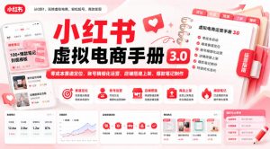 小红书虚拟电商手册3.0，零成本赛道定位、账号精细化运营、店铺搭建上架、爆款笔记制作-聊项目