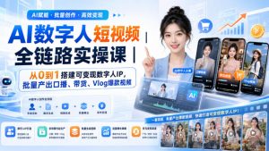 AI数字人短视频全链路实操课|从0到1搭建可变现数字人IP,批量产出口播、带货、Vlog爆款视频-聊项目