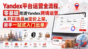 Yandex平台运营全流程,零基础吃透Yandex跨境运营,从开店选品到定价上架,新手一站式入门出单-聊项目