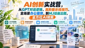 AI创新实战营,从GPT对话逻辑、高阶提示词技巧、全场景办公提效,到MJ绘画出图,全方位AI赋能-聊项目