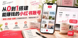 从0到1搭建能賺钱的小红书账号，定位+内容+运营三天跑通变现闭环-聊项目