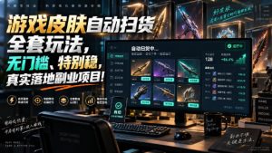 游戏皮肤自动扫货全套玩法，无门槛、特别稳，真实落地副业项目！【揭秘】-聊项目