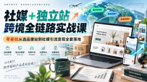 社媒+独立站跨境全链路实战课|零基础从选品建站到社媒引流变现全套落地-聊项目