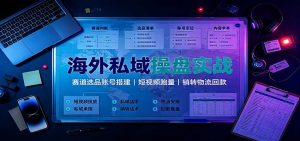 海外私域操盘实战:赛道选品账号搭建,短视频跑量,销转物流回款-聊项目