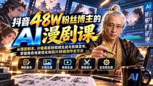 抖音48W粉丝博主的AI漫剧课：从爆款剧本、分镜画面到视频生成与剪辑发布，掌握角色场景优化和短片持续创作全方法-聊项目