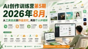 AI创作训练营第5期2026年8月,从工具实战到作品交付,再到个人IP闭环(更新0910)-聊项目