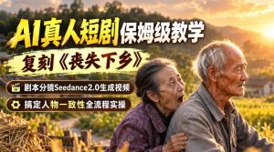 AI真人短剧保姆级教学，复刻《丧失下乡》，剧本分镜Seedance2.0生成视频，搞定人物一致性全流程实操-聊项目