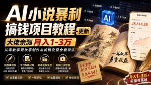 AI小说短故事暴利搞钱项目教程-更新,大佬亲测月入1-3万,从零教学短故事创作与投稿变现全套玩法-聊项目