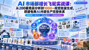 AI 市场部增长飞轮实战课：从200篇竞品分析到1000+视觉批量生成，搭建电商AI内容生产完整体系-聊项目