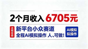 2个月收入6705元，最新平台小众赛道，全程Ai操作人人可做！-聊项目