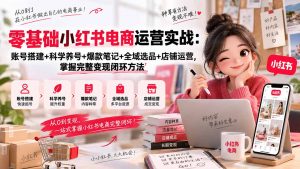 零基础小红书电商运营实战：账号搭建+科学养号+爆款笔记+全域选品+店铺运营，掌握完整变现闭环方法-聊项目