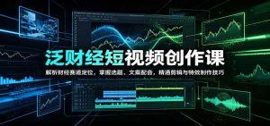 泛财经短视频创作课：解析财经赛道定位，掌握选题、文案配音，精通剪辑与特效制作技巧-聊项目
