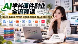 AI学科课件副业全流程课｜对标分析+批量生图+PPT制作+文字还原+教案生成+商品上架与笔记引流变现-聊项目