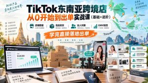 TikTok东南亚跨境店从0开始到出单实战课(基础+进阶),店铺搭建、选品发货、达人对接、GMV投流,学完直接落地出单-聊项目