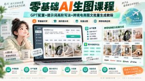 零基础AI生图课程，GPT配置+提示词高阶写法+跨境电商图文批量生成教程-聊项目
