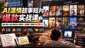 AI温情故事短片爆款实战课-更新｜选题+剧本+分镜+视频生成+剪辑发布，条条爆款，涨粉接广告日赚1K+-聊项目