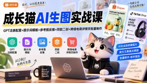 成长猫AI生图实战课｜GPT注册配置+提示词模板+参考图反推+同款二创+跨境电商详情页批量制作-聊项目