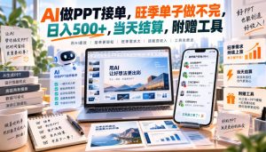 AI做PPT接单，旺季单子做不完，日入500+，当天结算，附赠工具【揭秘】-聊项目