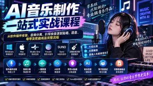 AI音乐制作一站式实战课程：从软件插件安装、音频分离、扒带换音源到贴唱、混音、母带及歌曲成品完整流程-聊项目