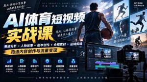 AI体育短视频赛道顶级玩法｜赛道分析+人物故事+剧本创作+版权处理+运镜剪辑，跑通流量变现-日赚1K+-聊项目