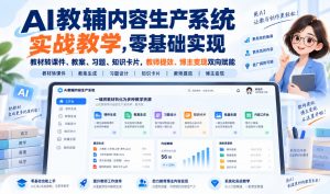 AI教辅内容生产系统实战教学，零基础实现教材转课件、教案、习题、知识卡片，教师提效、博主变现双向赋能-聊项目