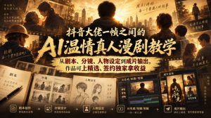 抖音大佬一帧之间的AI温情真人漫剧教学，从剧本、分镜、人物设定到成片输出，作品可上精选、签约独家拿收益-聊项目