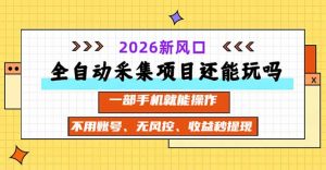 全自动采集项目还能玩吗？2026实测新风口 一部手机就能操作-聊项目
