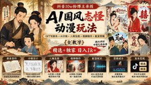 抖音10w粉博主亲授AI国风志怪动漫玩法｜GPT写剧本+AI分镜+人物生图+视频制作+配音剪辑全教学｜精选+独家日入1k+-聊项目