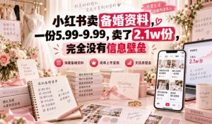 小红书卖备婚资料，一份5.99-9.99，卖了2.1w份，完全没有信息壁垒-聊项目