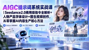 AIGC提示词系统实战课-无水印｜Seedance2.0商用级指令全解析+人物产品字体设计+图生视频创作，掌握AI内容生产方法-聊项目