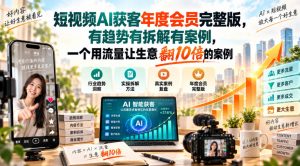 短视频AI获客年度会员完整版，有趋势有拆解有案例，一个用流量让生意翻10倍的案例-聊项目