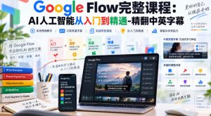 【无水印】Google Flow完整课程：AI人工智能从入门到精通-精翻中英字幕-聊项目