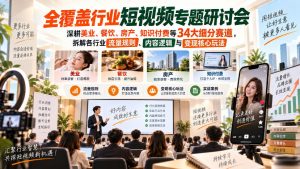 短视频专题研讨会，深耕美业、餐饮、房产、知识付费等34大细分赛道，拆解各行业流量规则、内容逻辑与变现核心玩法-聊项目