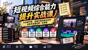 短视频综合能力提升实战课：从剪辑节奏、选题文案到素材创作与账号流量运营一站掌握-聊项目