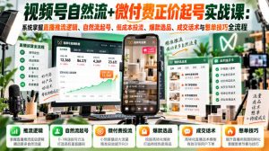 视频号自然流+微付费正价起号实战课:系统掌握直播推流逻辑、自然流起号、低成本投流、爆款选品、成交话术与憋单技巧全流程-聊项目