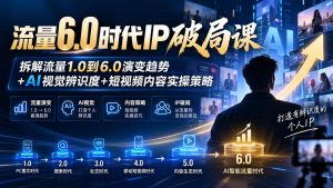 流量6.0时代IP破局课-更新:拆解流量1.0到6.0演变趋势+AI视觉辨识度+短视频内容实操策略-聊项目