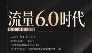 流量6.0时代直播课2026年10月，流量6.0时代的趋势、策略、技巧，2027年前，你的IP能否做起来，本场直播就是你的转折点​(更新1012)-聊项目