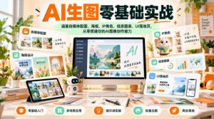 AI生图零基础实战,涵盖自媒体配图、海报、IP角色、信息图表、UI落地页,从零搭建你的AI图像创作能力-聊项目