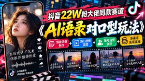 抖音22W粉大佬同款赛道《AI语录对口型玩法》:爆款语录制作+热门视频混剪+账号运营涨粉+多渠道变现实操-聊项目