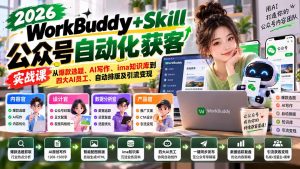 WorkBuddy + Skill公众号自动化获客实战课:从爆款选题、AI写作、ima知识库到四大AI员工、自动排版及引流变现-聊项目