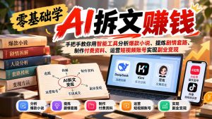零基础学AI拆文赚钱:手把手教你用智能工具分析爆款小说、提炼剧情套路、制作付费资料、运营短视频账号实现副业变现-聊项目