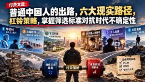 付费文章:普通中国人的出路,六大现实路径,杠铃策略,掌握筛选标准对抗时代不确定性-聊项目