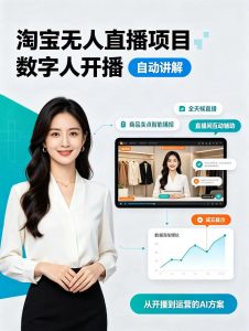 淘宝无人直播项目｜数字人直播带货AI解决方案，24小时无人值守开播，数字人自动讲解商品卖点，轻松赚取佣金【揭秘】-聊项目