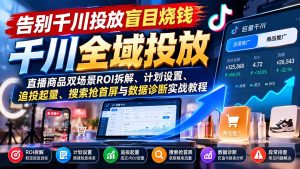 告别千川投放盲目烧钱:直播商品双场景ROI拆解、计划设置、追投起量、搜索抢首屏与数据诊断实战教程-聊项目