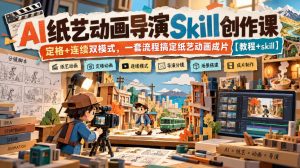 AI纸艺动画导演Skill创作课|定格+连续双模式,一套流程搞定纸艺动画成片【教程+skill】-聊项目
